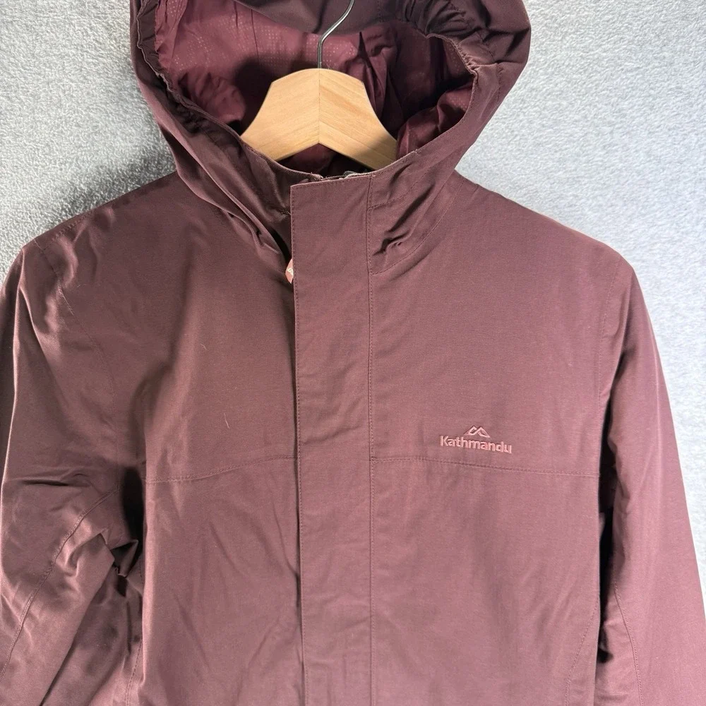 Kathmandu ngx2 Rain Jacket Youth 14 Burgundy Hooded Hiking Waterproof Coat